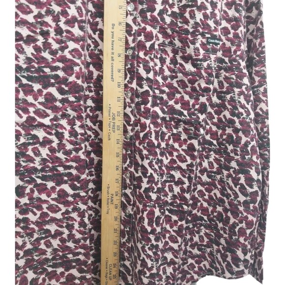 Calvin Klein Jeans Women’s Shirt long Sleeve Button Up Red Animal Print Sz L New - Picture 9 of 13